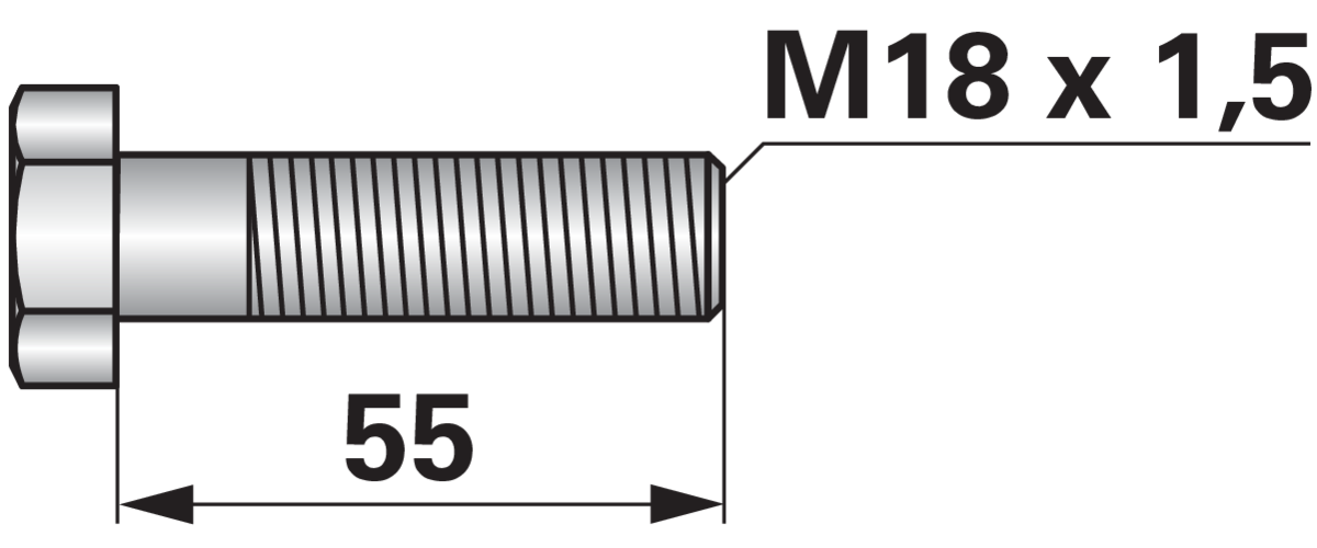 Sechskantschraube M18 x 1,5 x 55 mm Güte 10.9 GartenShop24 - Hochwertige Gartengeräte