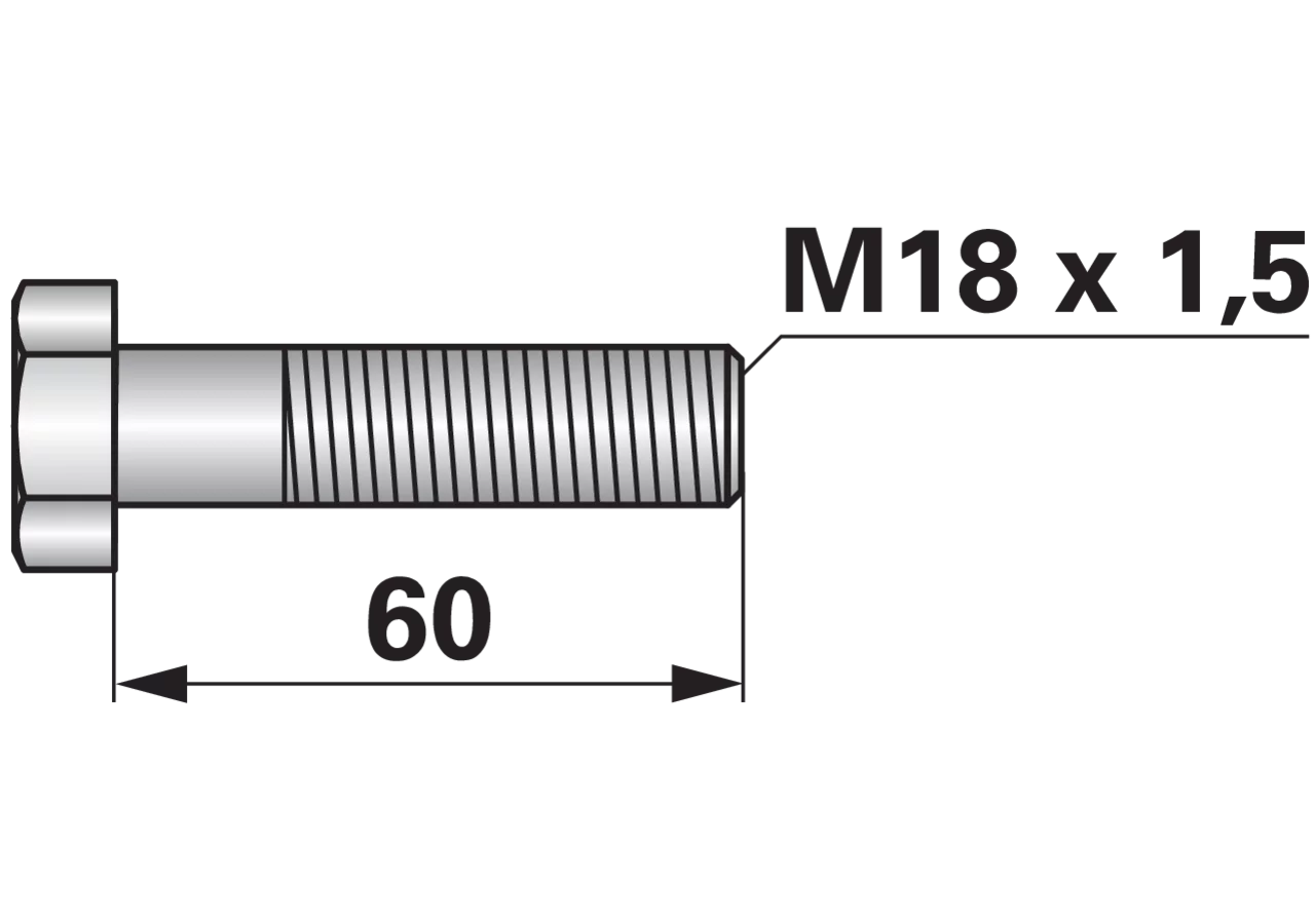Sechskantschraube M18 x 1,5 x 60 mm Güte 10.9 GartenShop24 - Hochwertige Gartengeräte