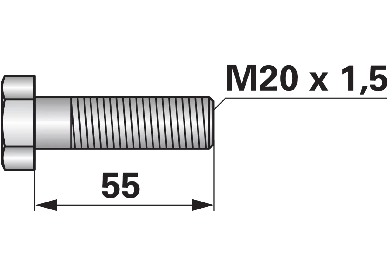 Sechskantschraube M20 x 1,5 x 55 mm Güte 10.9 GartenShop24 - Hochwertige Gartengeräte