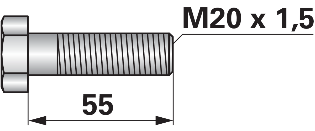 Sechskantschraube M20 x 1,5 x 55 mm Güte 10.9 GartenShop24 - Hochwertige Gartengeräte