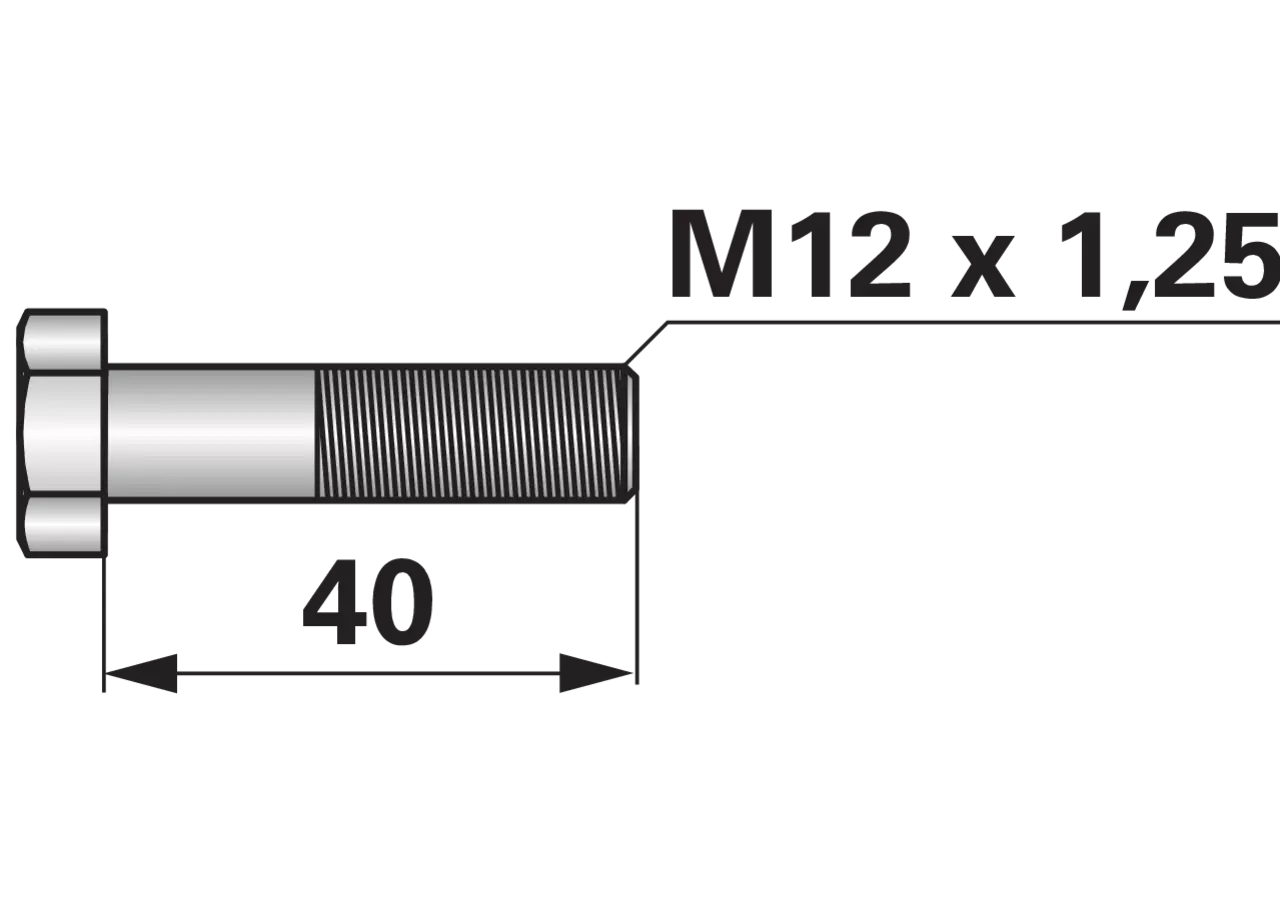 Sechskantschraube M12 x 1,25 x 40 mm Güte 12.9 GartenShop24 - Hochwertige Gartengeräte