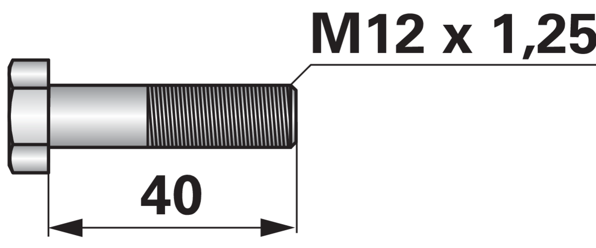 Sechskantschraube M12 x 1,25 x 40 mm Güte 12.9 GartenShop24 - Hochwertige Gartengeräte