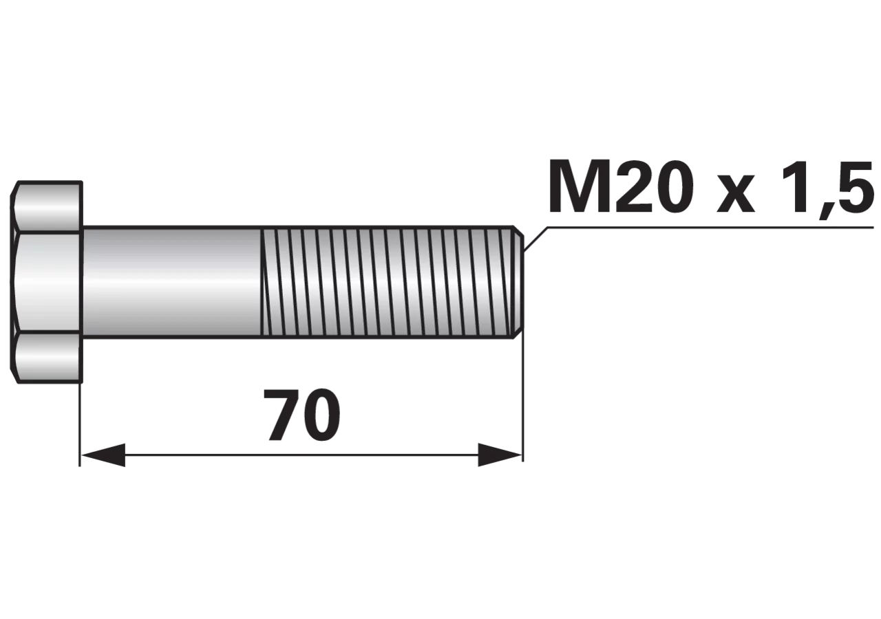 Sechskantschraube M20 x 1,5 x 70 mm Güte 10.9 GartenShop24 - Hochwertige Gartengeräte
