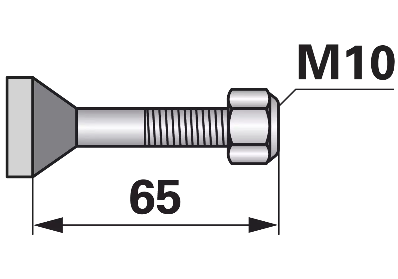 Hammerkopfschraube M10 x 65 mm Güte 8.8 GartenShop24 - Hochwertige Gartengeräte
