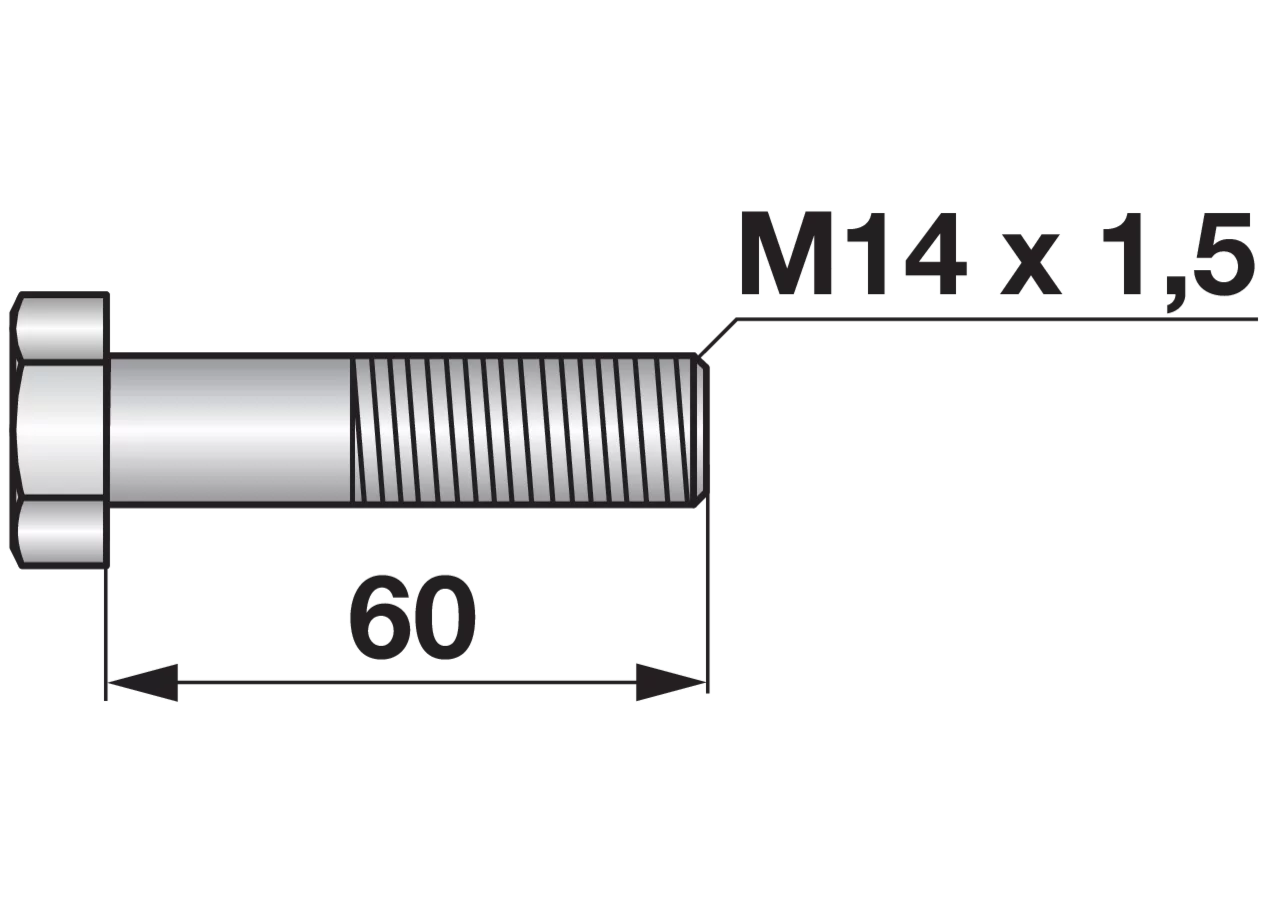Sechskantschraube M14 x 1,5 x 60 mm Güte 12.9 GartenShop24 - Hochwertige Gartengeräte