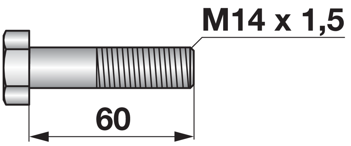 Sechskantschraube M14 x 1,5 x 60 mm Güte 12.9 GartenShop24 - Hochwertige Gartengeräte