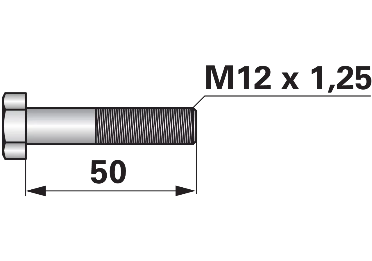 Sechskantschraube M12 x 1,25 x 50 mm Güte 12.9 GartenShop24 - Hochwertige Gartengeräte