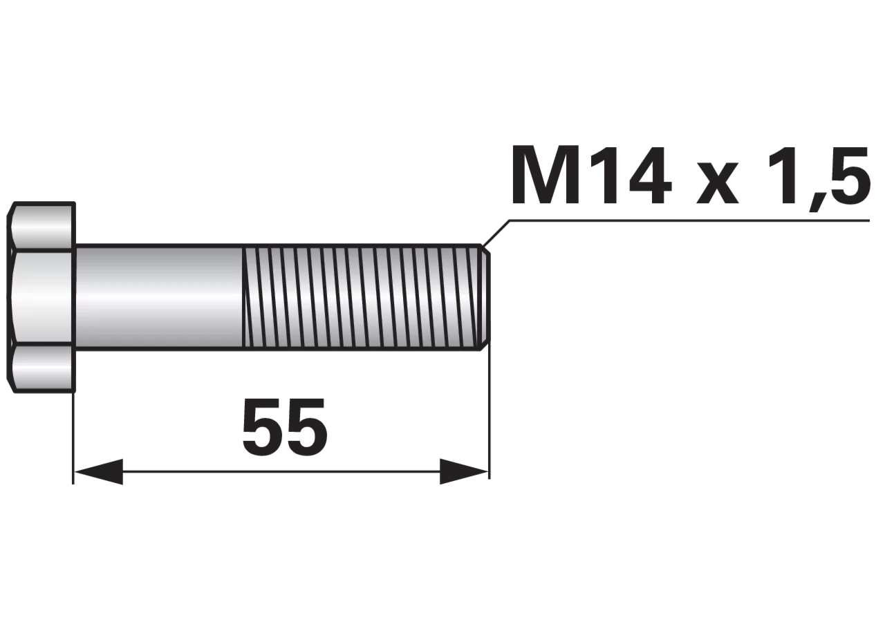Sechskantschraube M14 x 1,5 x 55 mm Güte 12.9 GartenShop24 - Hochwertige Gartengeräte