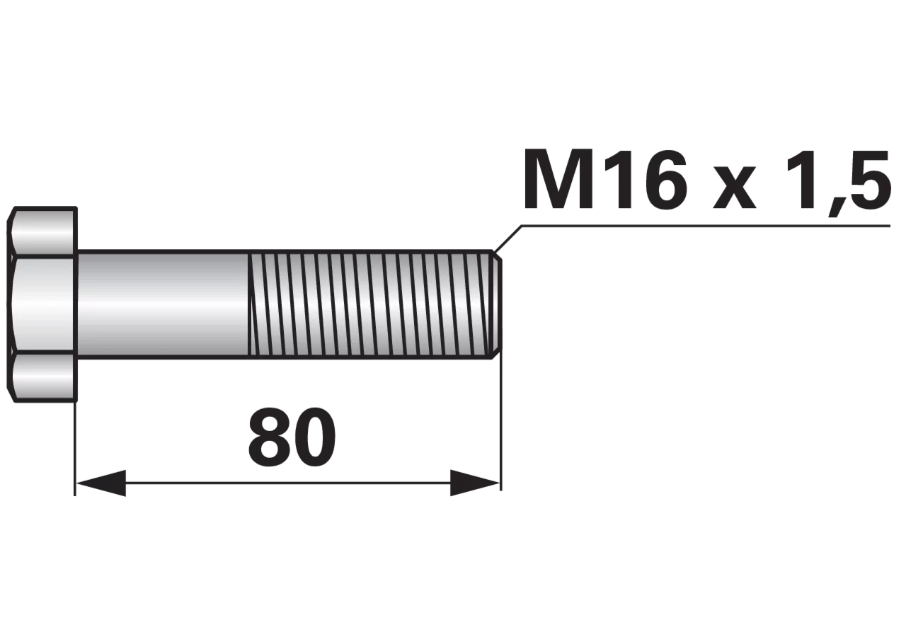 Sechskantschraube M16 x 1,5 x 80 mm Güte 10.9 GartenShop24 - Hochwertige Gartengeräte