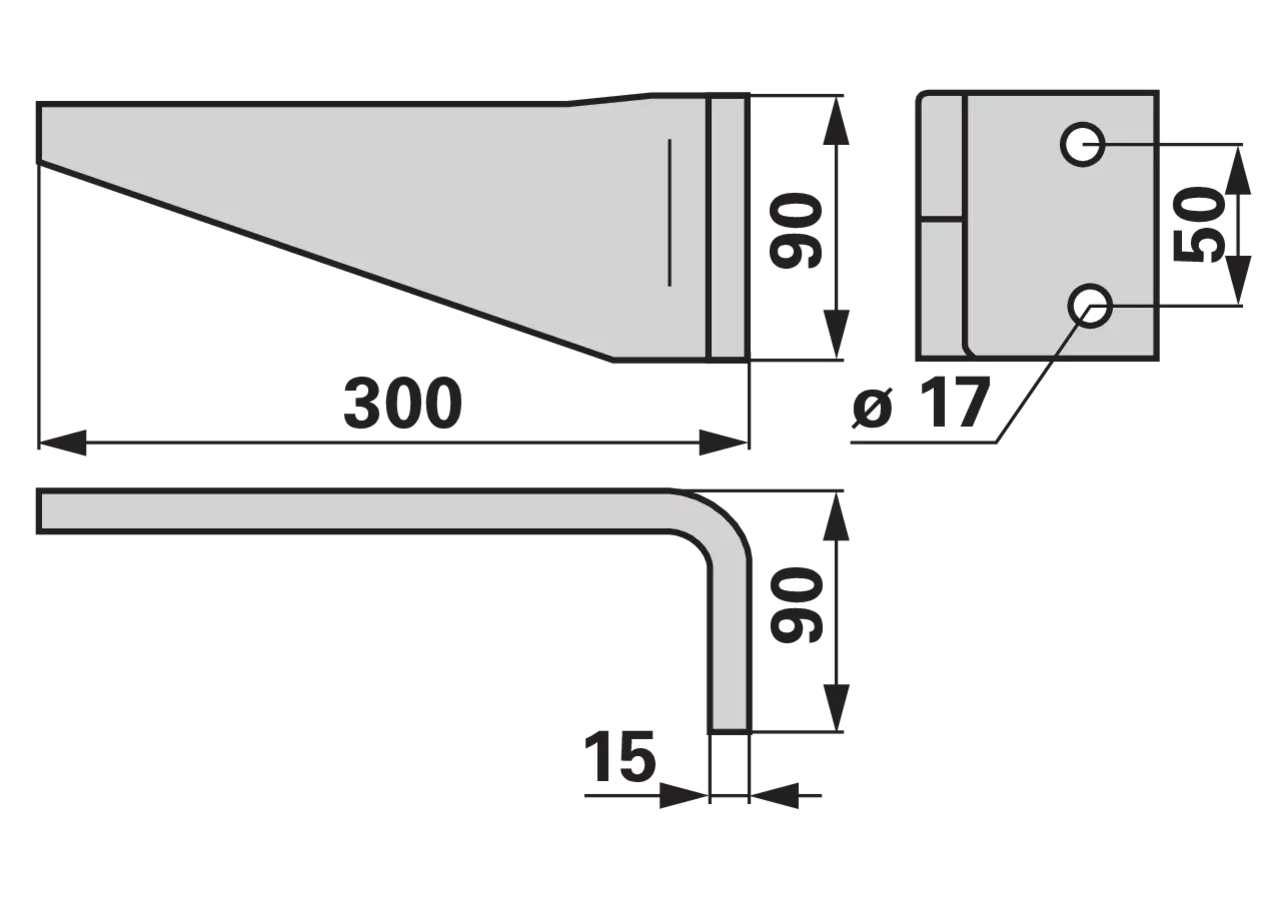 Kreiseleggenzinke rechts 90 x 15 x 300 mm, Lochabstand 50 mm GartenShop24 - Hochwertige Gartengeräte
