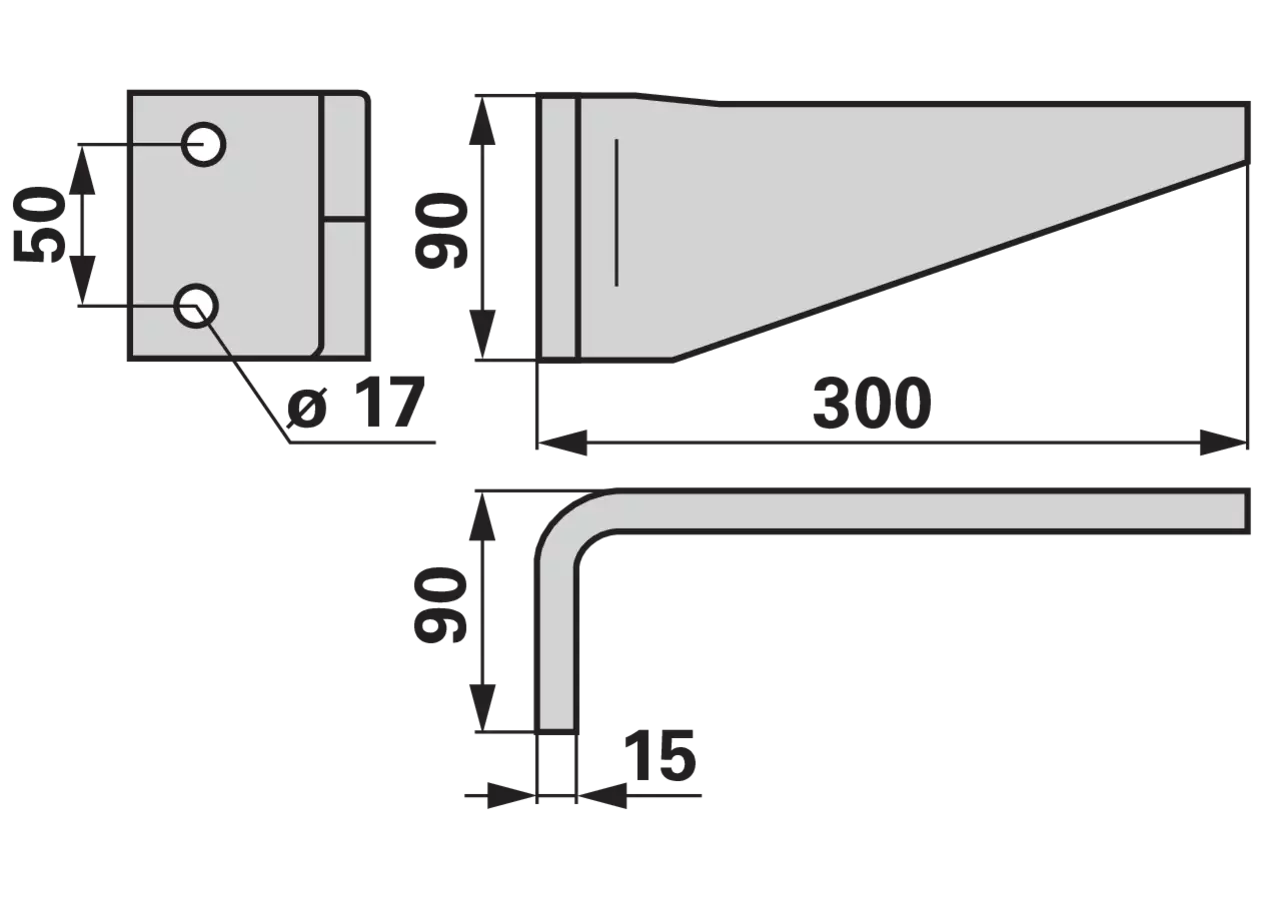 Kreiseleggenzinke links 90 x 15 x 300 mm Lochabstand 50 mm GartenShop24 - Hochwertige Gartengeräte