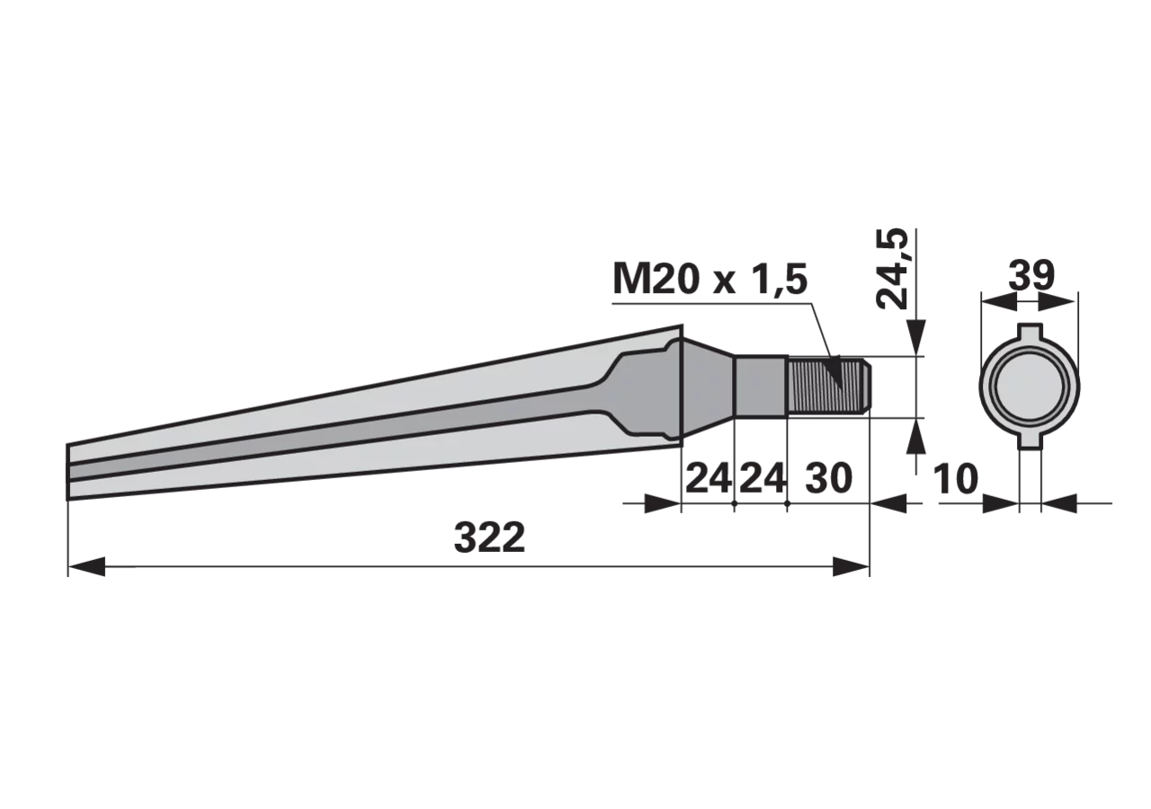 Kreiseleggenzinke gerade 39x322 mm – passend für Morra GartenShop24 - Hochwertige Gartengeräte