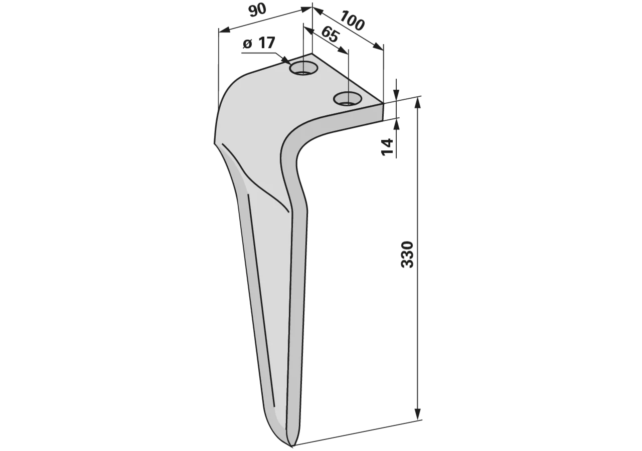 Kreiseleggenzinke rechts 100 x 14 x 330 mm – Ersatz für Frandent GartenShop24 - Hochwertige Gartengeräte