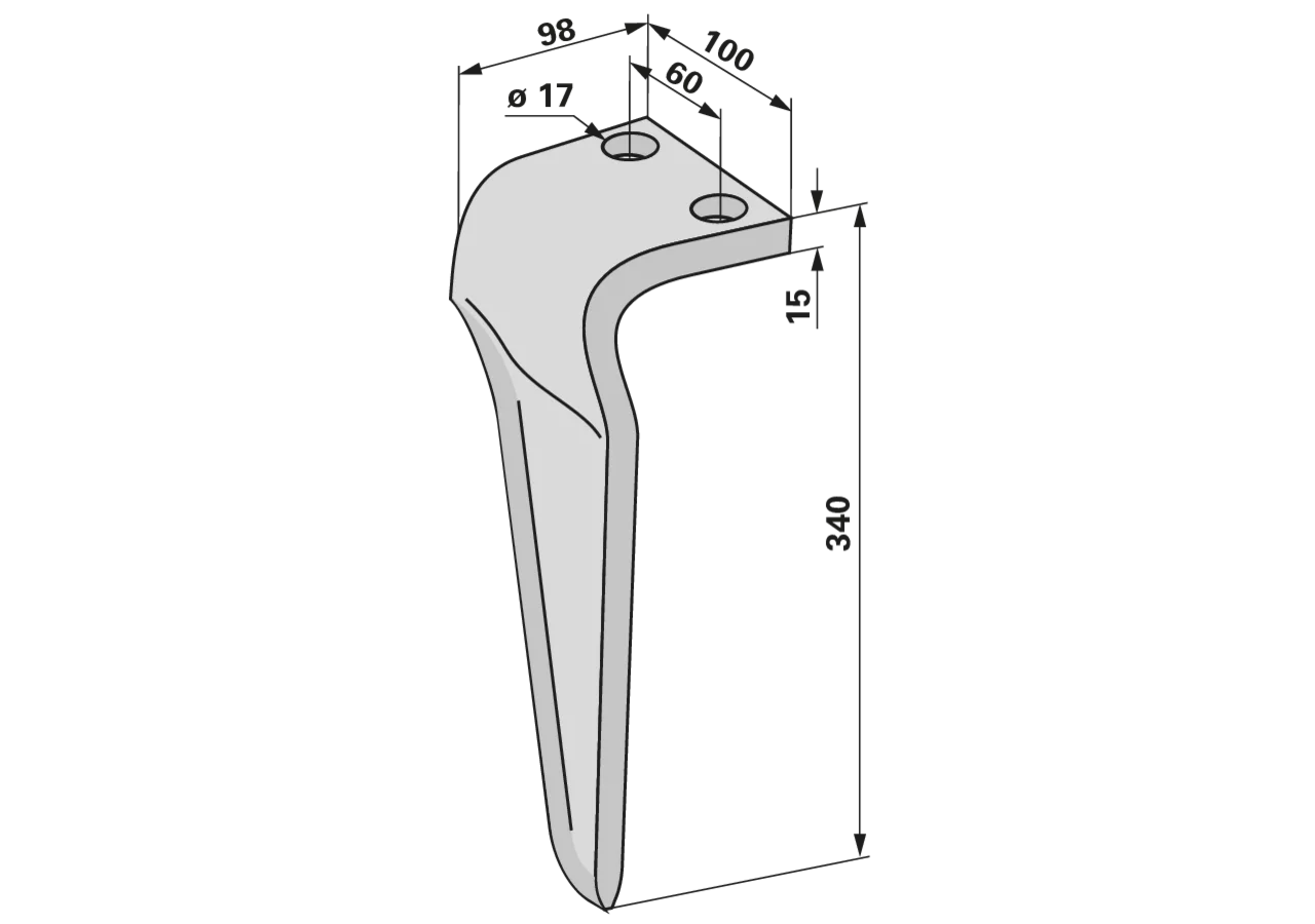 Kreiseleggenzinke rechts 340 x 15 mm, Lochabstand 60 mm, anstelle von Maschio GartenShop24 - Hochwertige Gartengeräte
