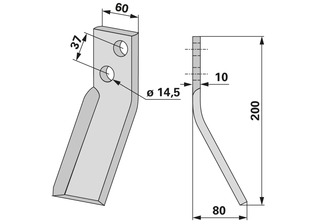Rotorzinke rechts 60 x 10 x 200 mm anstelle von Sicma GartenShop24 - Hochwertige Gartengeräte