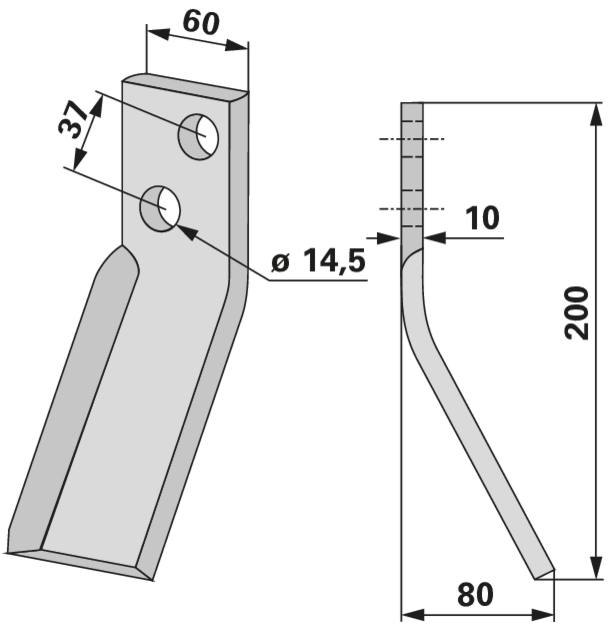 Rotorzinke links 60 x 10 x 200 mm anstelle von Sicma GartenShop24 - Hochwertige Gartengeräte