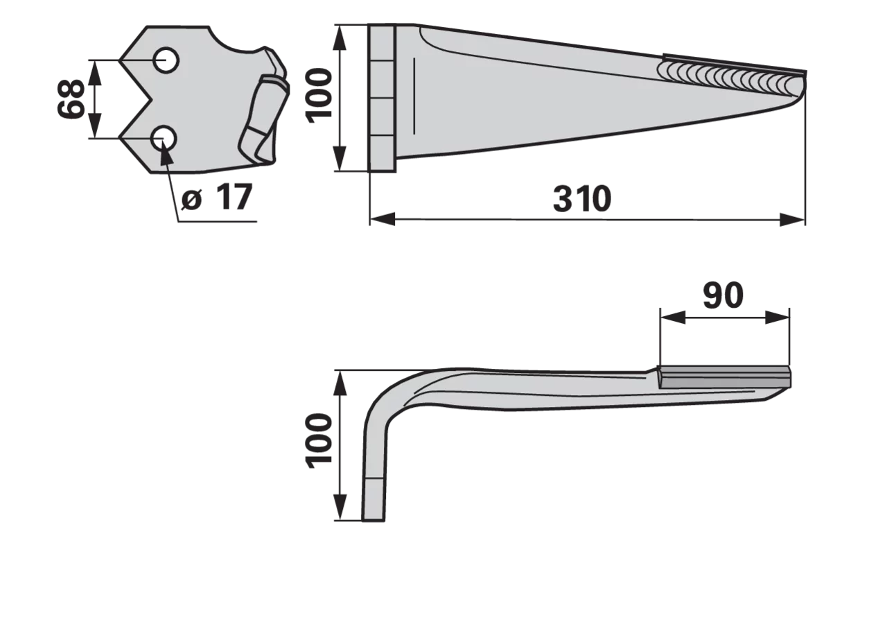 Kreiseleggenzinke rechts Hartmetall, anstelle von Kuhn 52539400H GartenShop24 - Hochwertige Gartengeräte