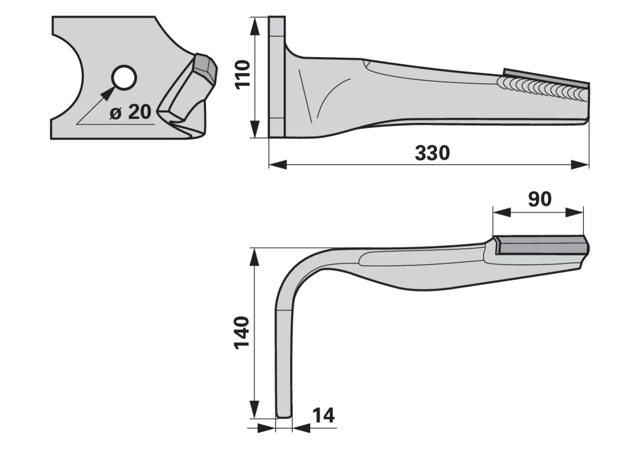 Kreiseleggenzinke links, Hartmetall, passend für Kuhn K2500071H GartenShop24 - Hochwertige Gartengeräte