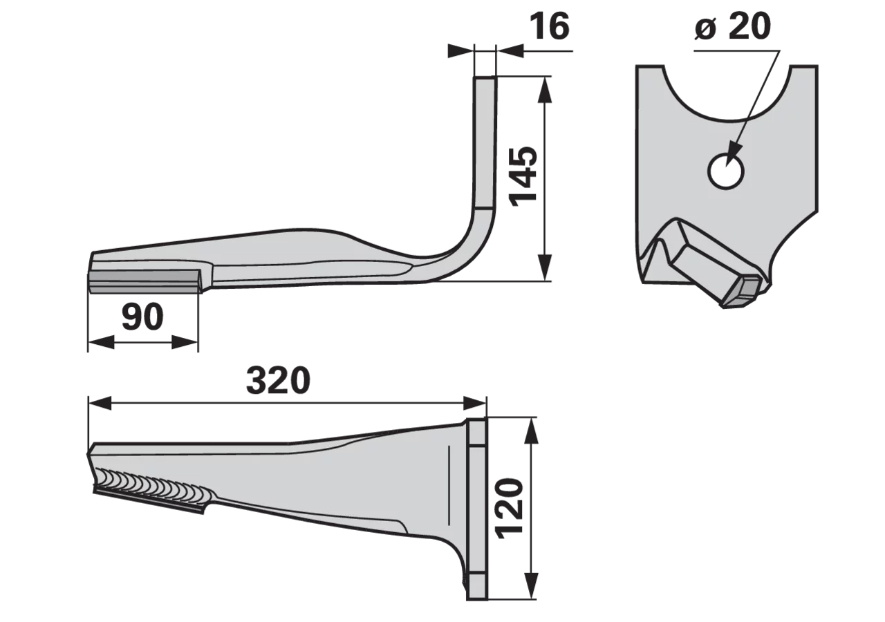 Kreiseleggenzinke rechts Hartmetall anstelle von Kuhn K2500100H GartenShop24 - Hochwertige Gartengeräte
