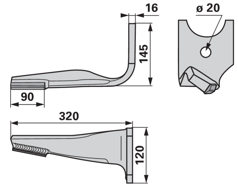 Kreiseleggenzinke rechts Hartmetall anstelle von Kuhn K2500100H GartenShop24 - Hochwertige Gartengeräte