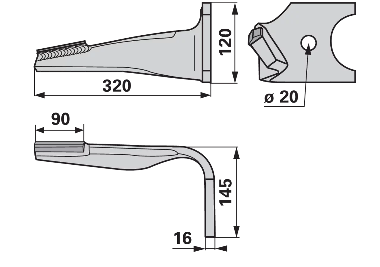 Kreiseleggenzinke links, Hartmetall, passend für Kuhn K2500090H GartenShop24 - Hochwertige Gartengeräte