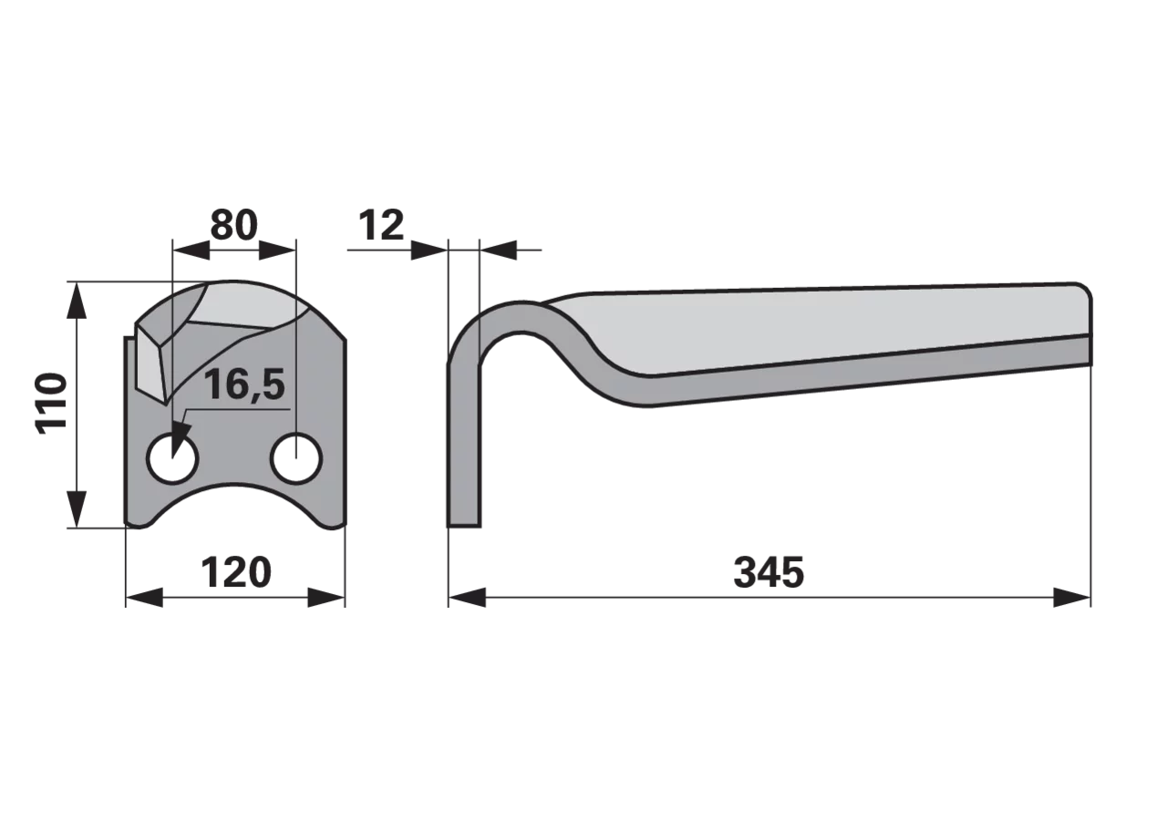 Kreiseleggenzinke Hartmetall links – passend für Amazone 6808400 AgriCarb