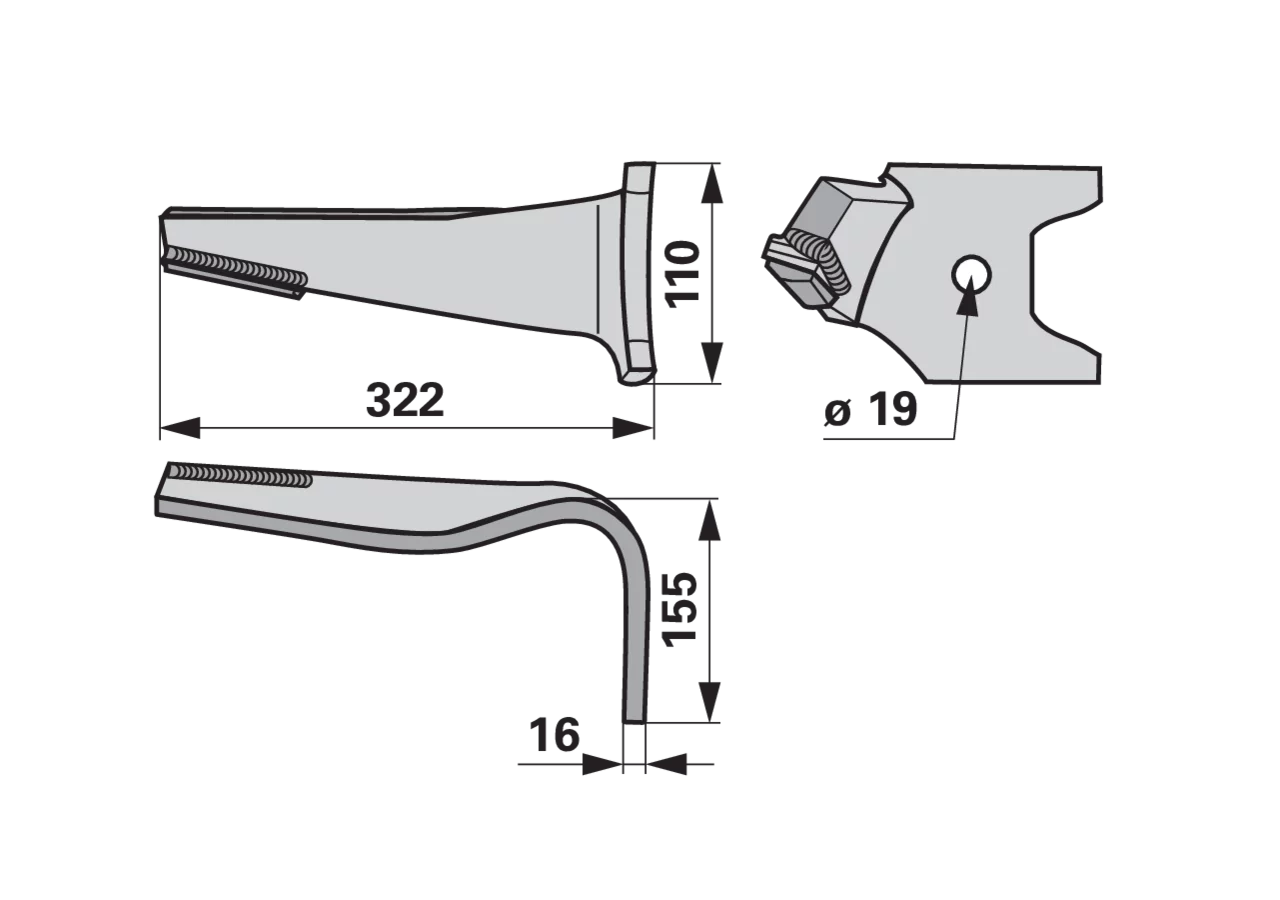 AgriCarb Kreiseleggenzinke rechts Hartmetall DKU8380-OG AgriCarb