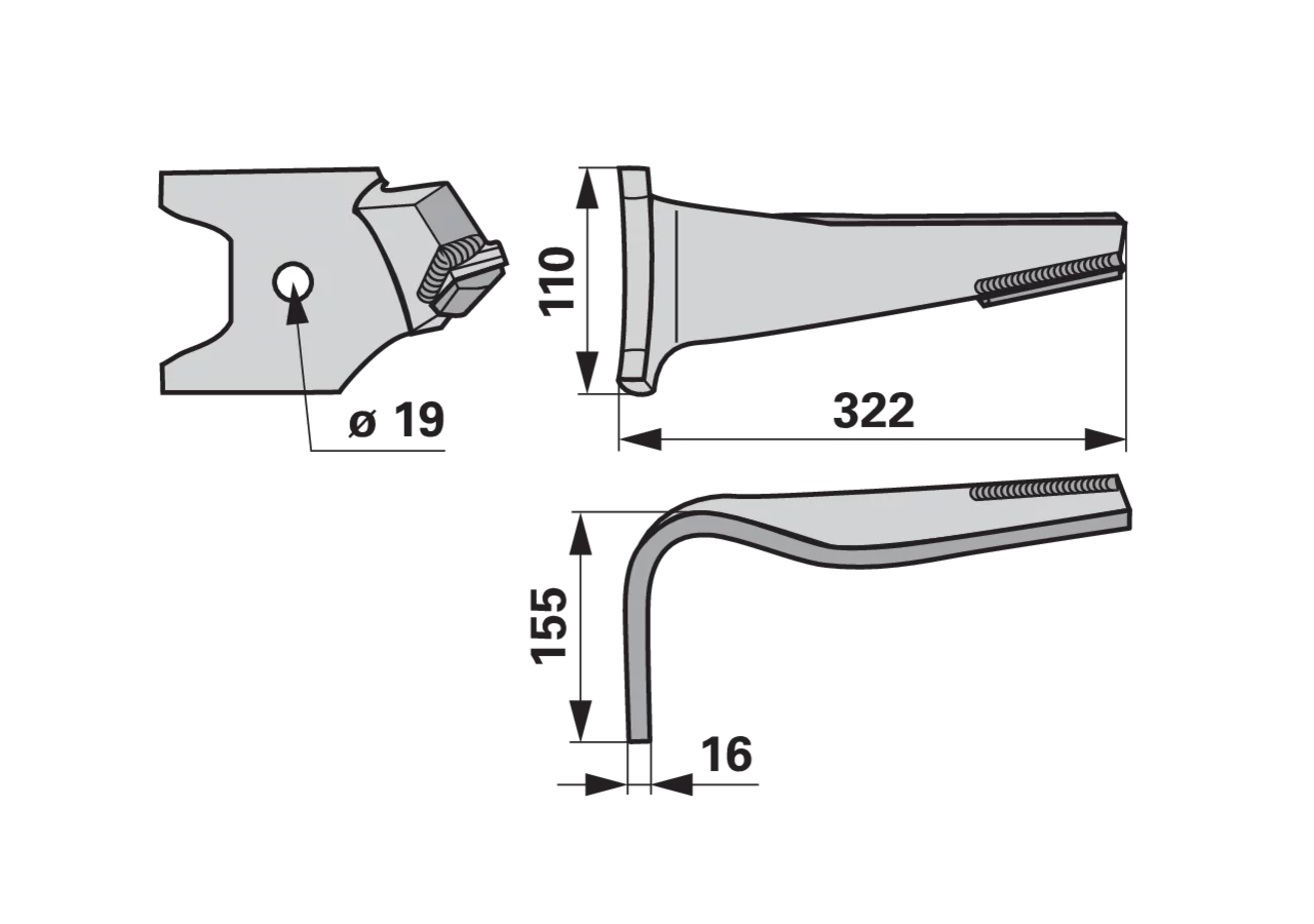 AgriCarb Kreiseleggenzinke links Hartmetall DKU8380-OD AgriCarb