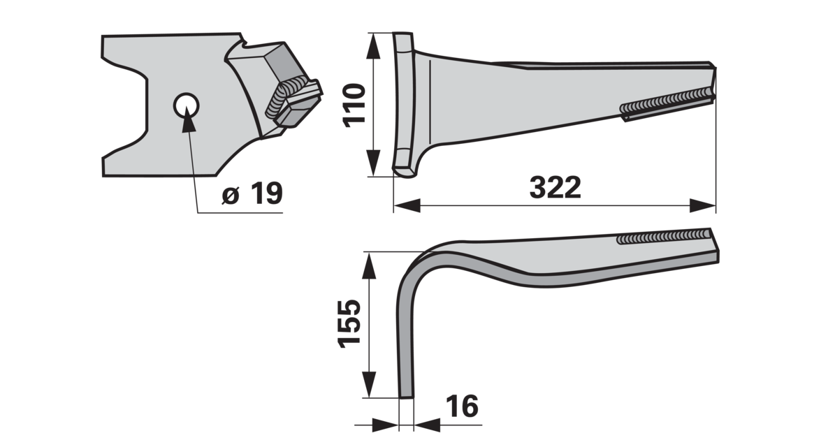 AgriCarb Kreiseleggenzinke links Hartmetall DKU8380-OD AgriCarb