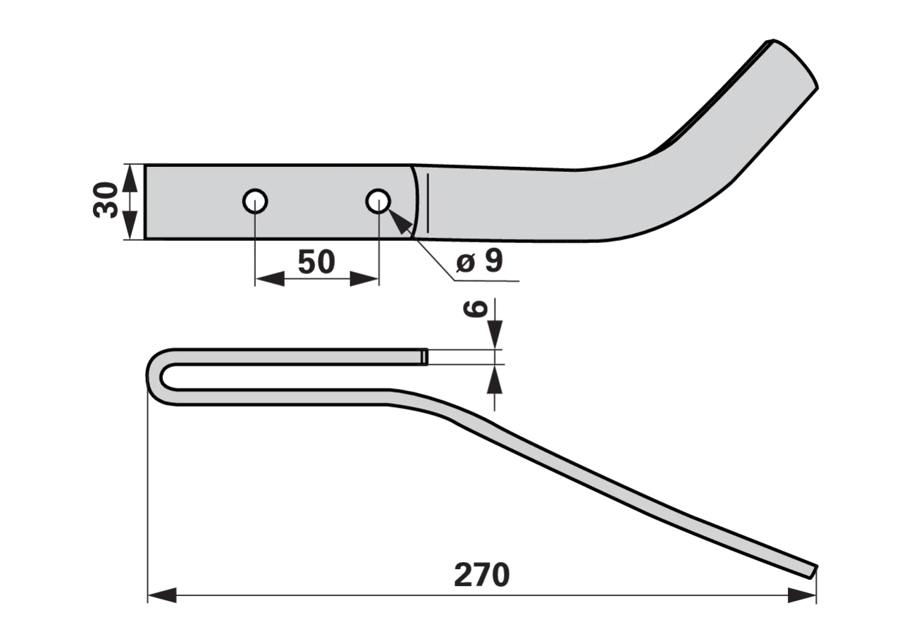 Zustreicher rechts Monosem 70551A 270x30x6 mm – Ersatzteil für Einzelkornsätechnik