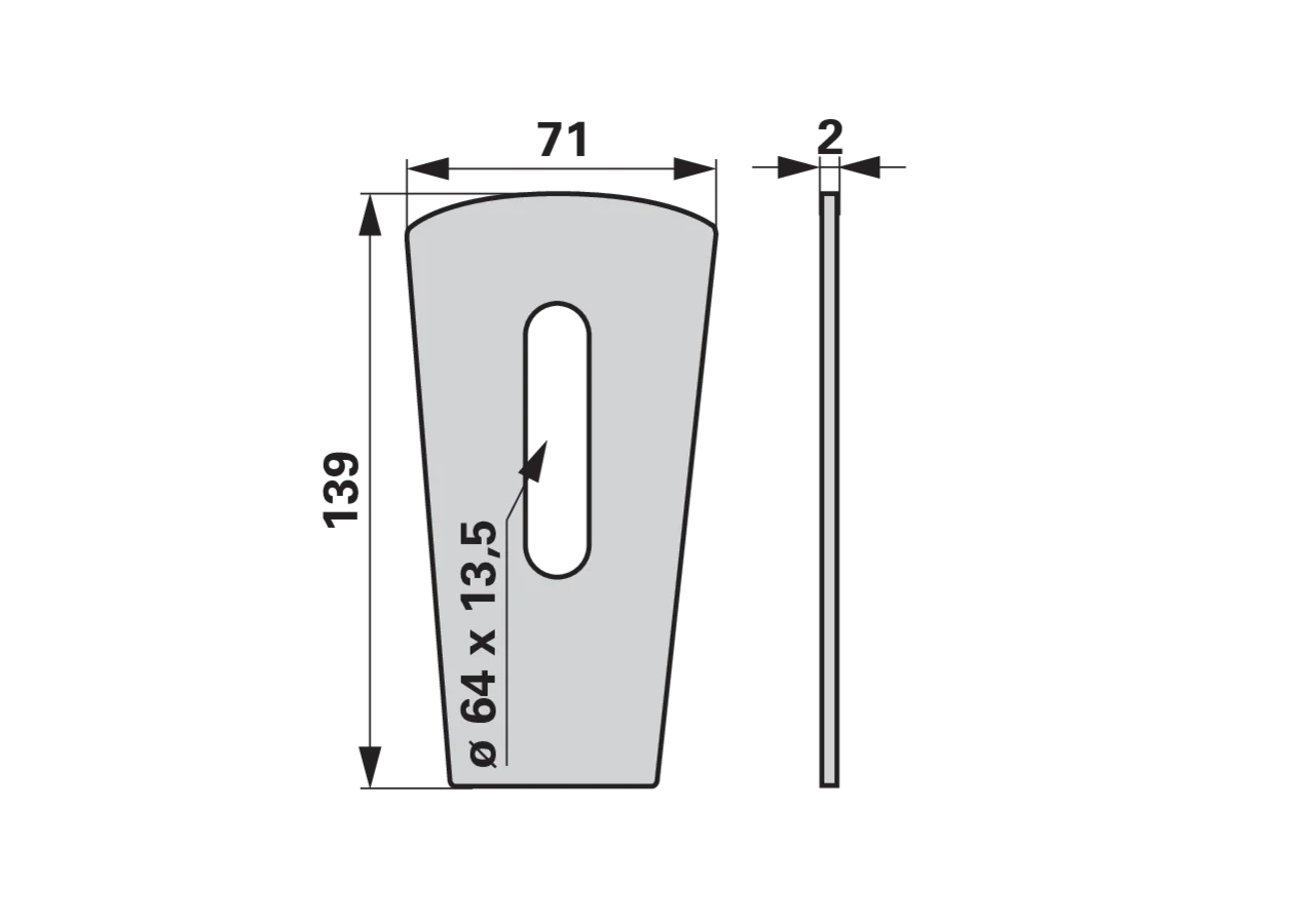 Abstreifer Kuhn FHX1442D – Detailansicht Langloch 13,5×64 mm