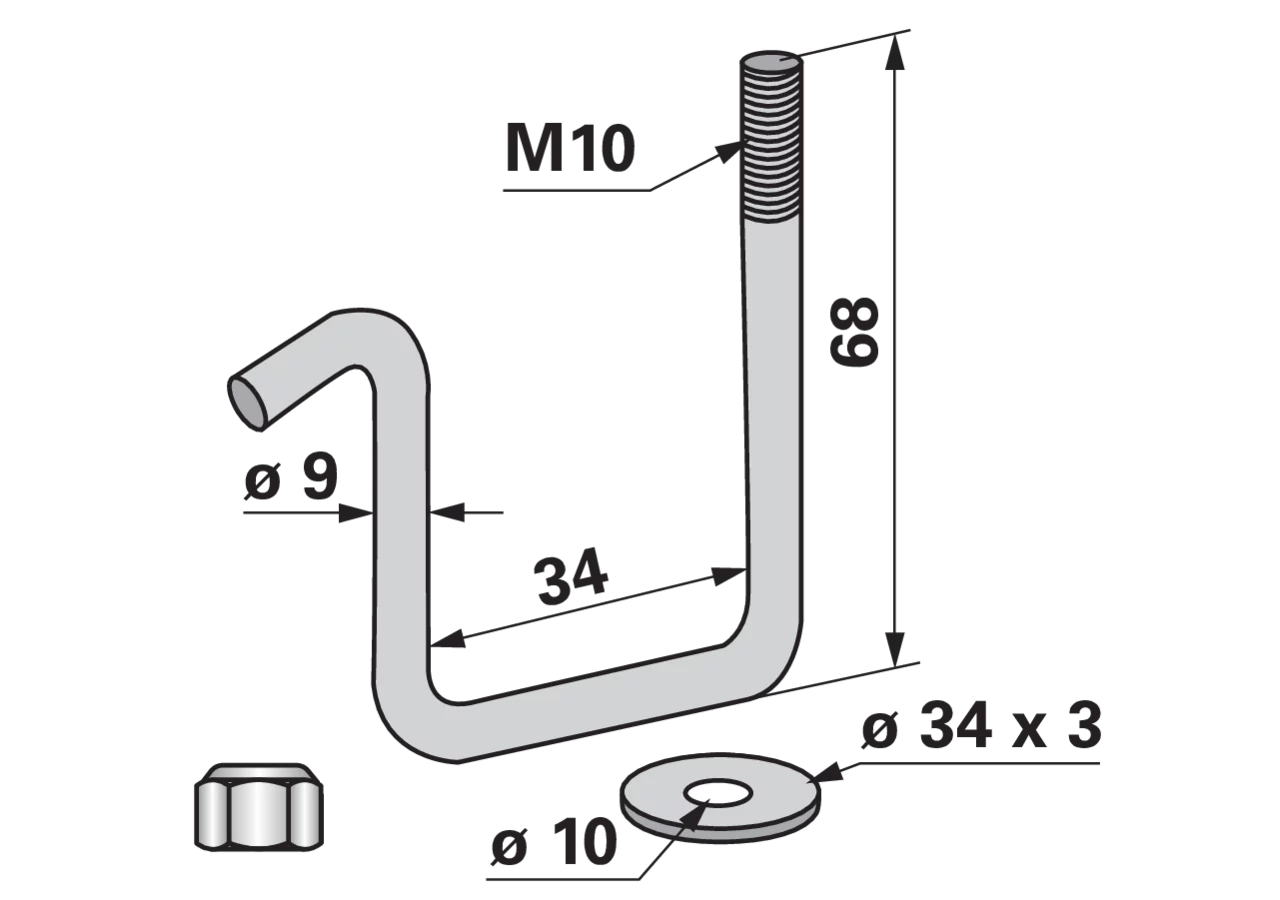 Zinkenhalter für Rahmen 30 x 30, Gewinde M10 GartenShop24