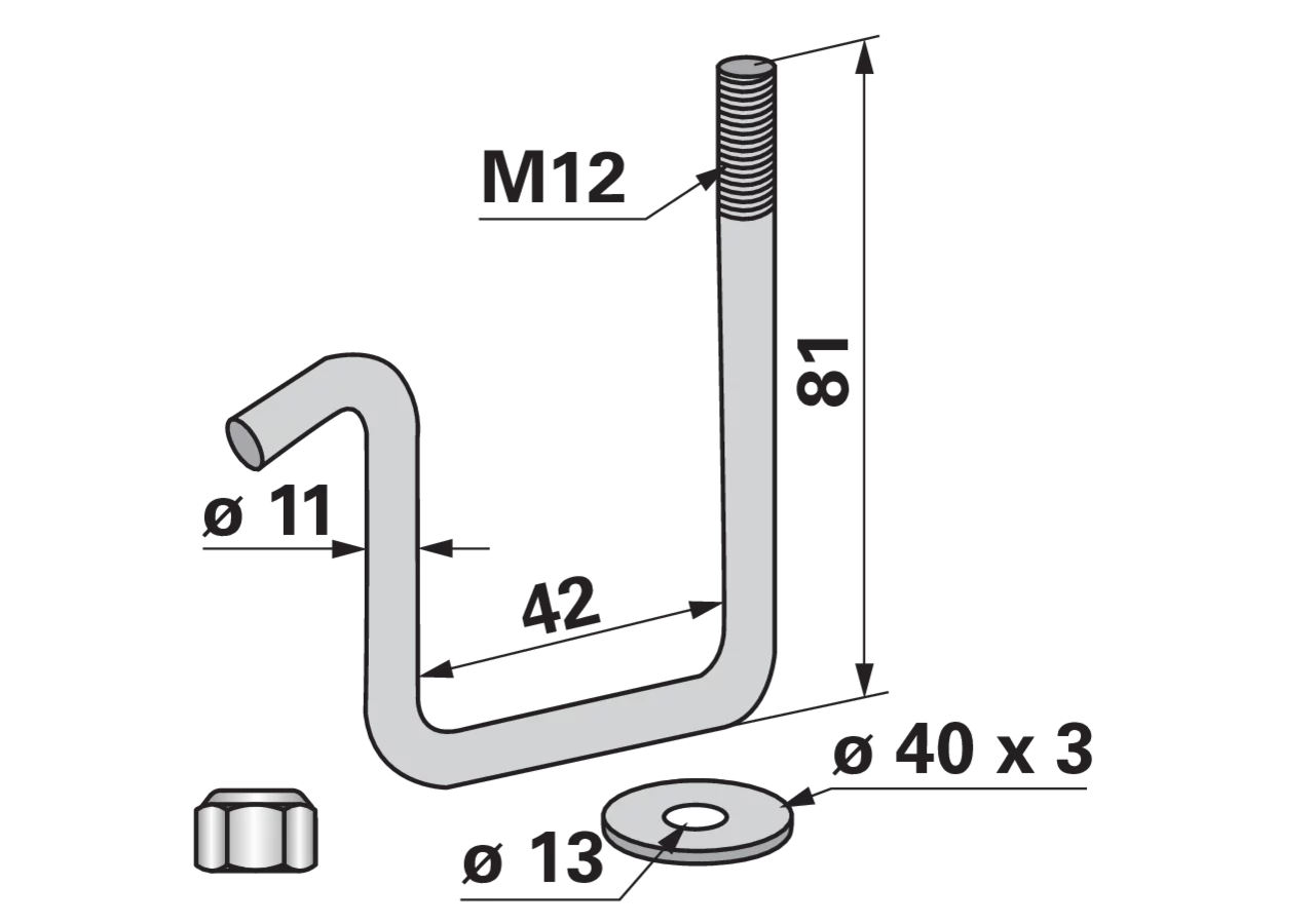Zinkenhalter für Rahmen 40 x 40, Gewinde M12 GartenShop24