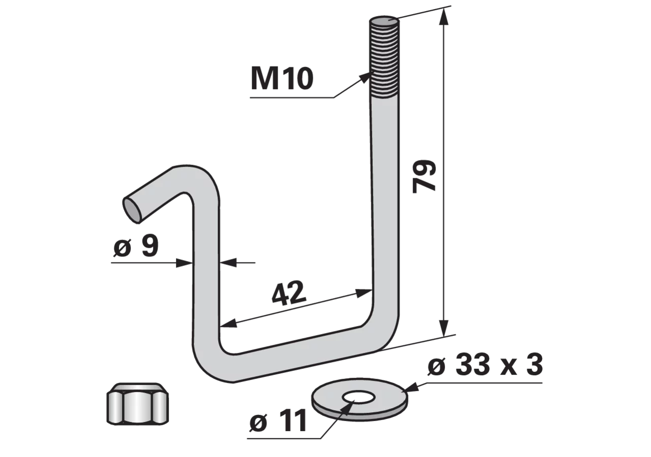 Zinkenhalter für Rahmen 40 x 40, Gewinde M10 GartenShop24