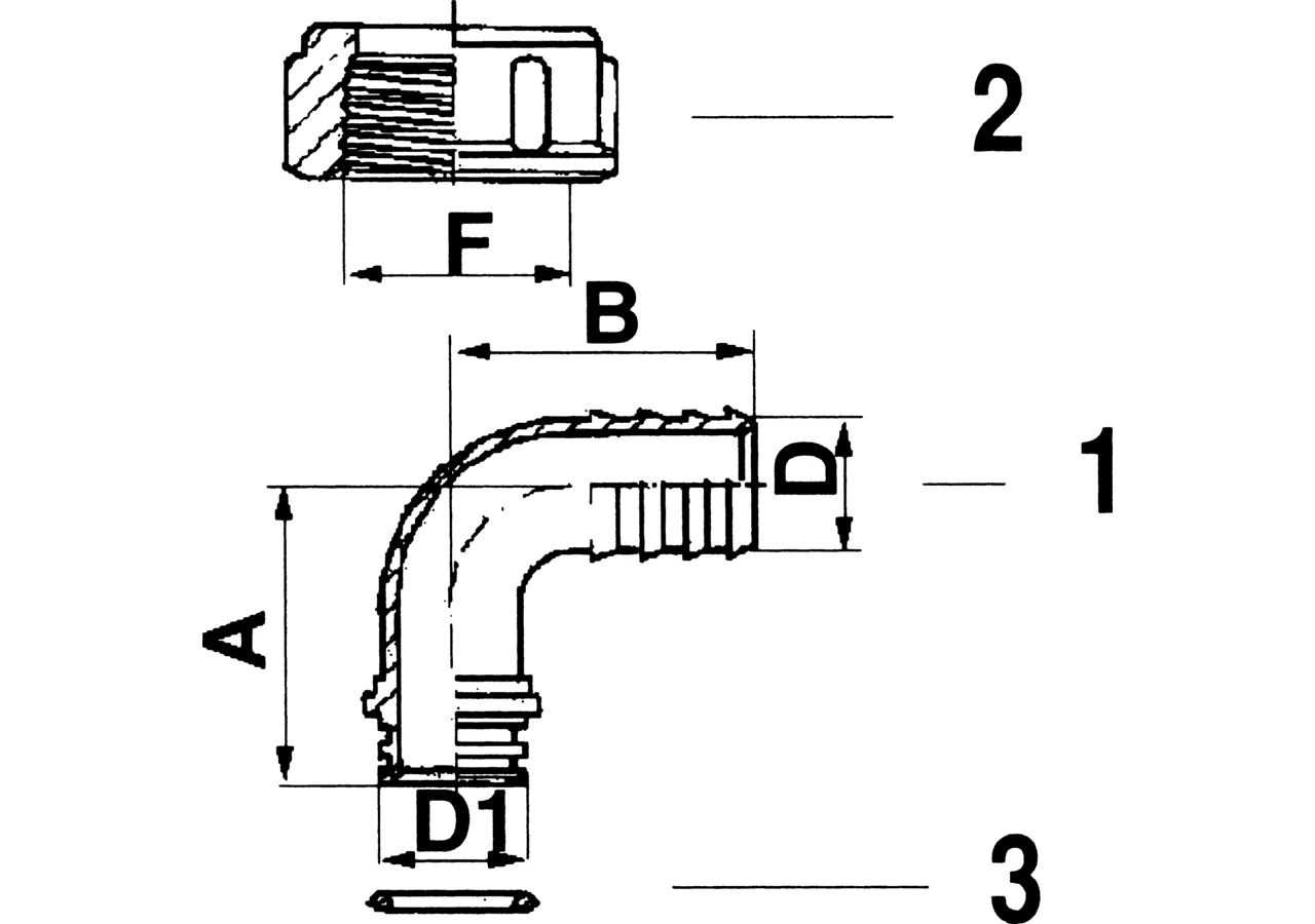 Schlauchanschluss gebogen, 1 1/2 Zoll, Tülle 33mm GartenShop24