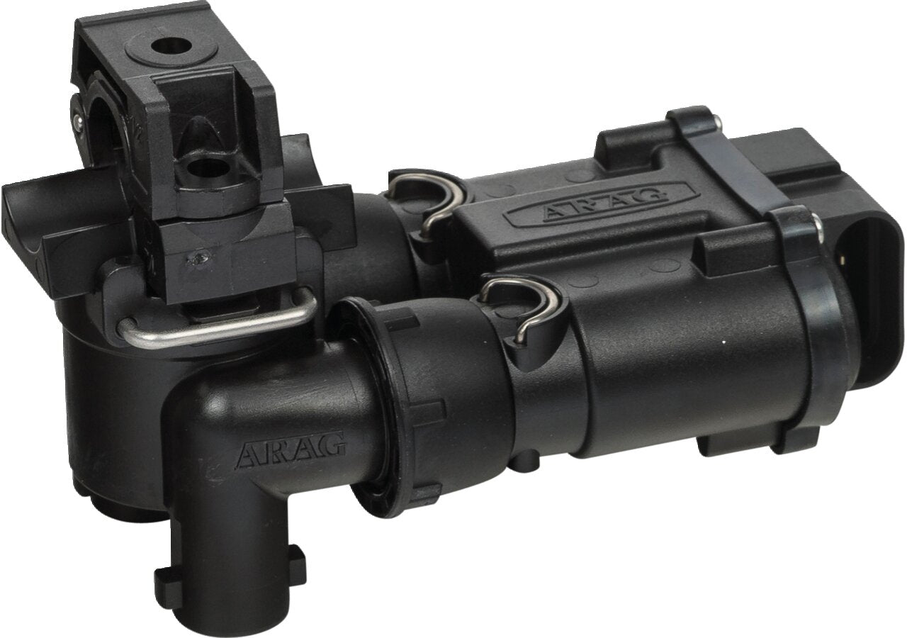 Düsenhalter doppelt, 1/2 Zoll, Teflon mit Seletron Ventil Arag