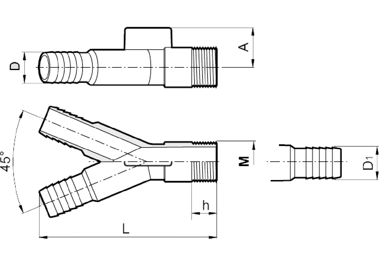 Y-Stück 3 x Schlauchtülle 25 mm GartenShop24