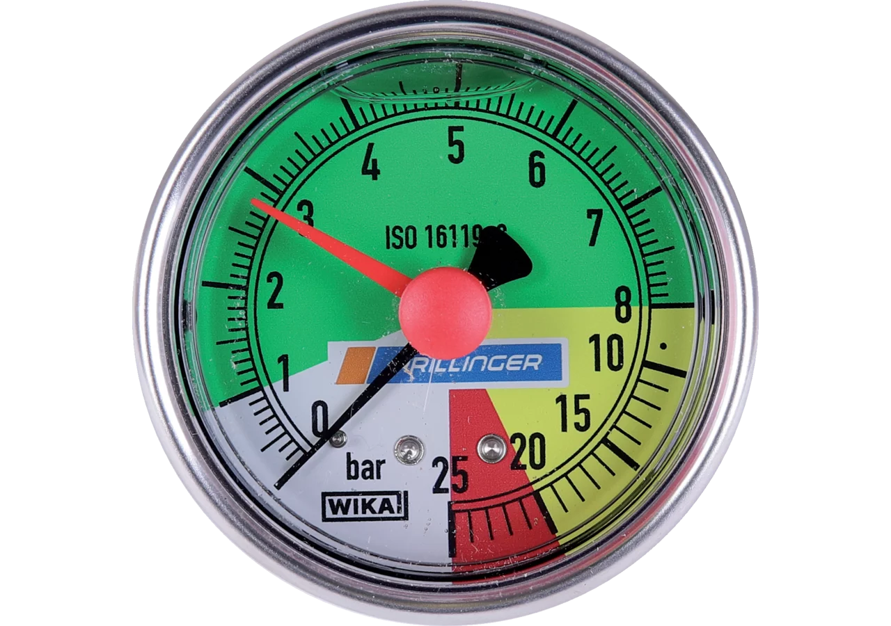 Glyzerinmanometer fl.düngerfest, 63 mm, 0-8/25 bar, Anschl. hinten, 1/4 Zoll WIKA GartenShop24