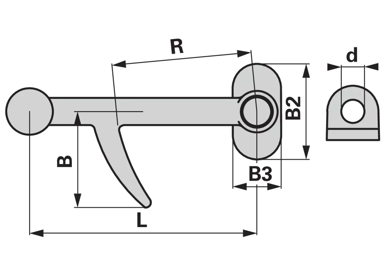 Hakenverschluss rechts, mit Öse blank, Länge 120 mm Nr. 579 GartenShop24