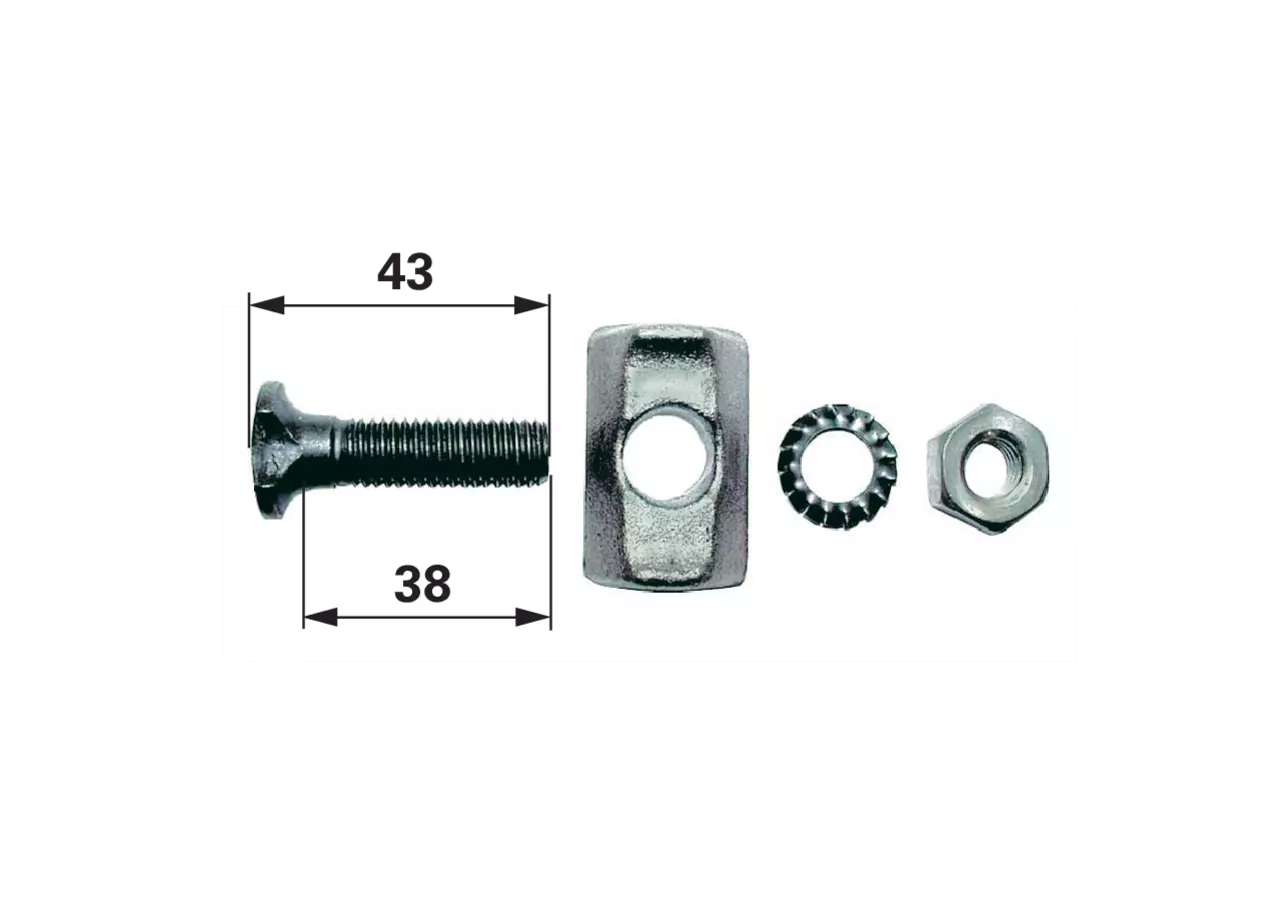 Kettenschraubengarnitur M10 x 43 mm, mit Klemmstück und Mutter, 10 Stück GartenShop24