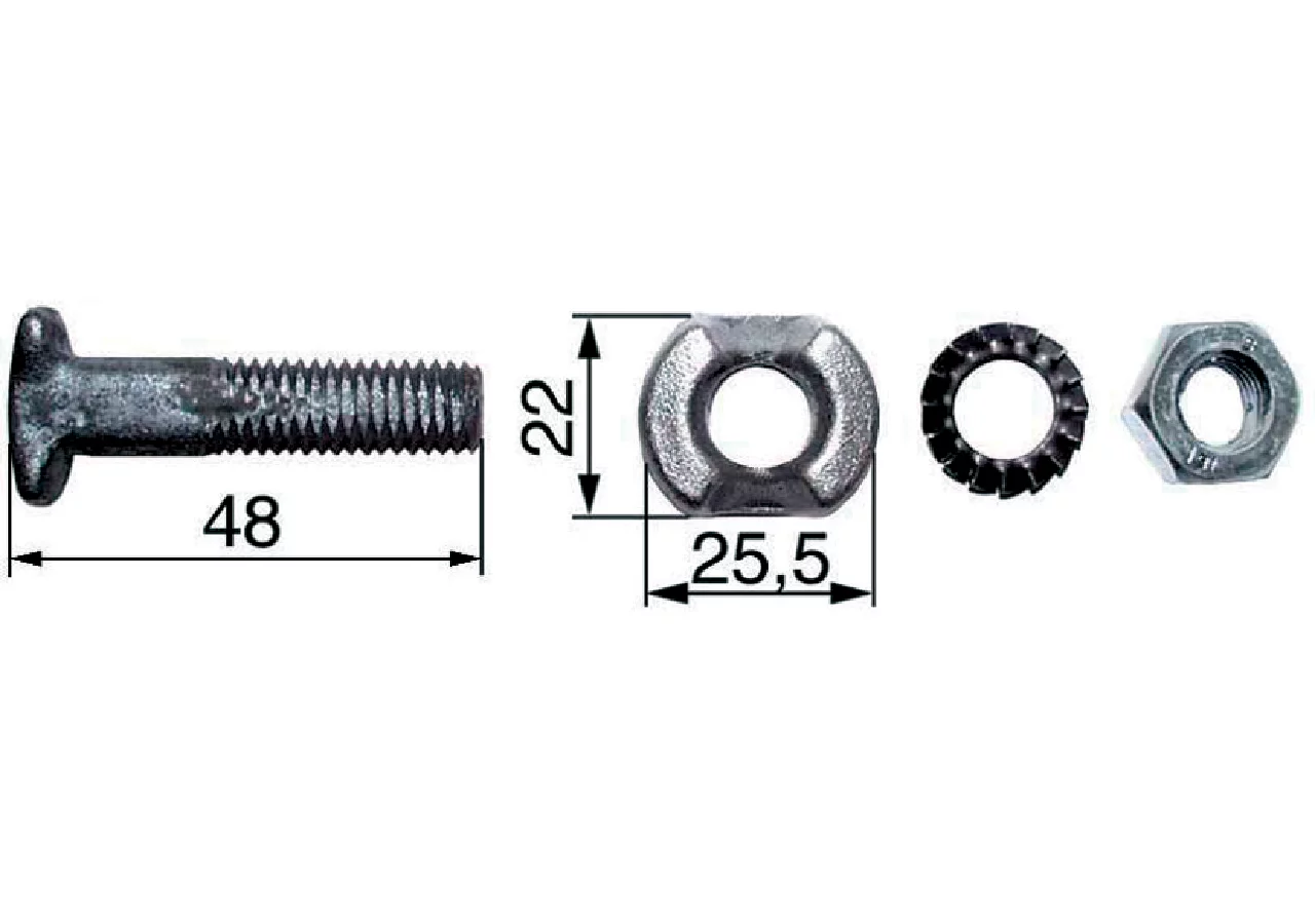 Kettenschraubengarnitur M10 x 48 mm, mit Klemmstück und Mutter GartenShop24