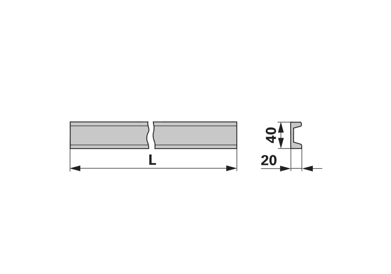 Kratzbodenleiste U-Profil, 40 x 20 mm, ungebohrt, L 1.400 mm GartenShop24