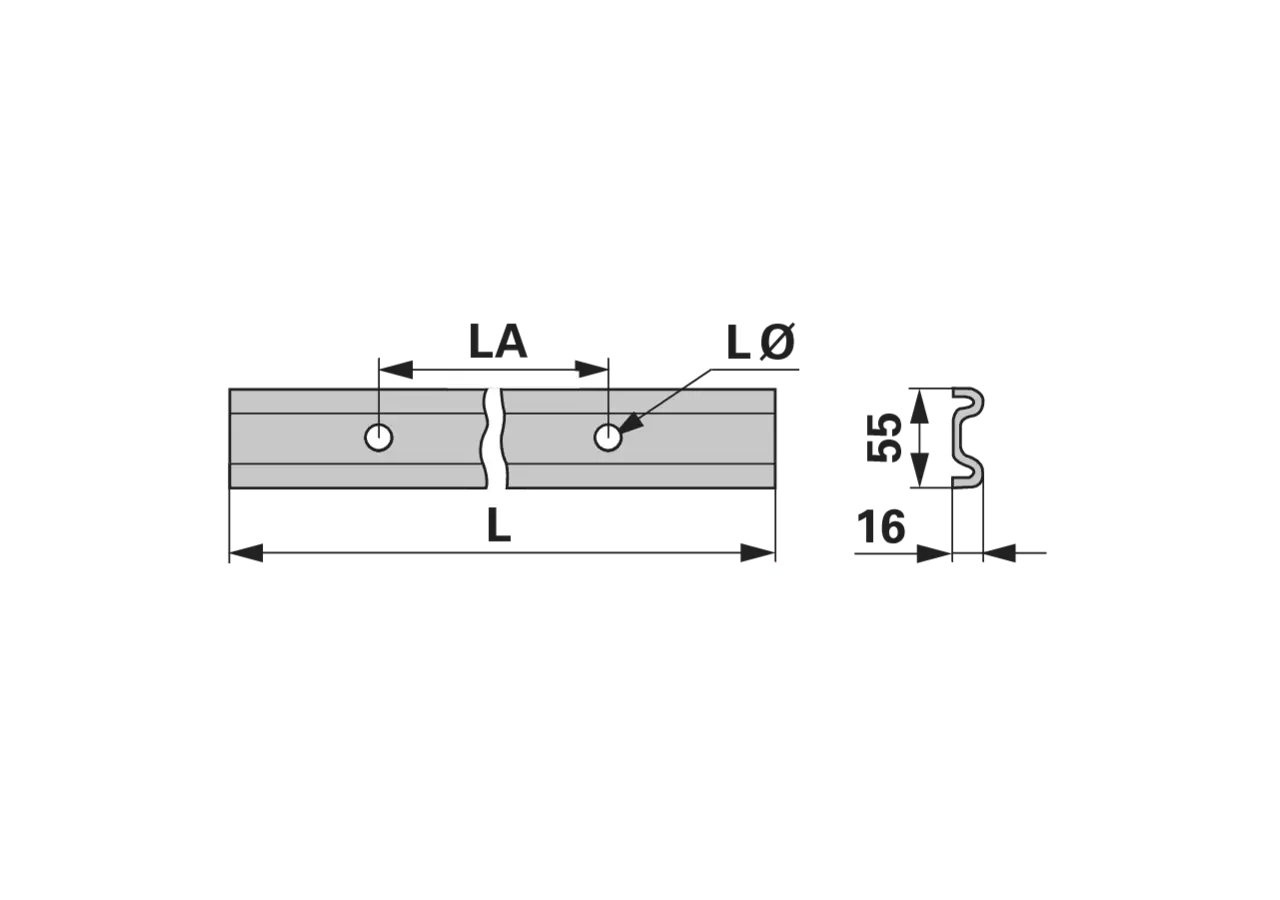 Kratzbodenleiste M-Profil, 55 x 16 mm, gelocht, L 1.600 mm passend zu Krone GartenShop24