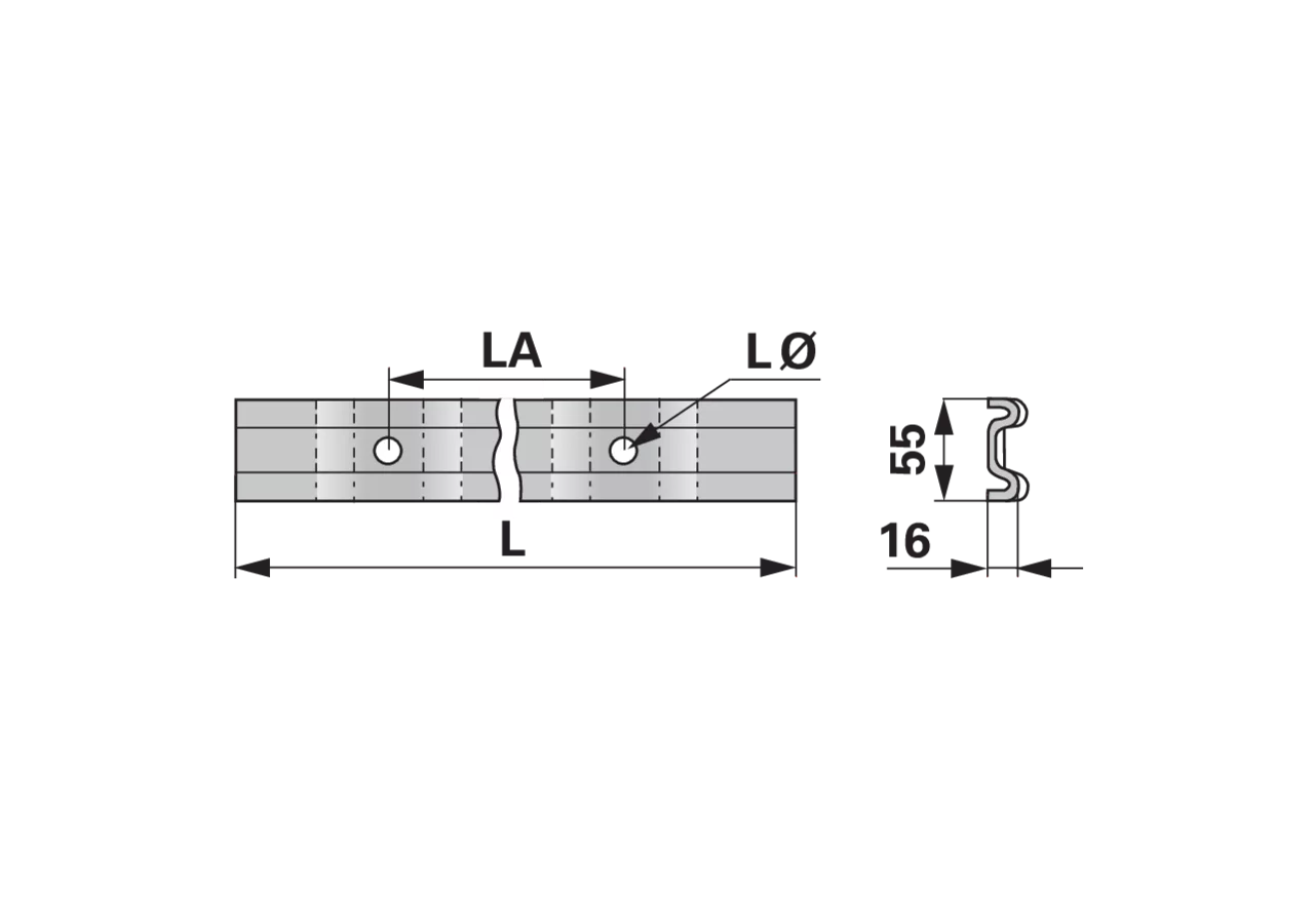 Kratzbodenleiste M-Profil, 55 x 16 mm, gelocht, L 1.650 mm GartenShop24