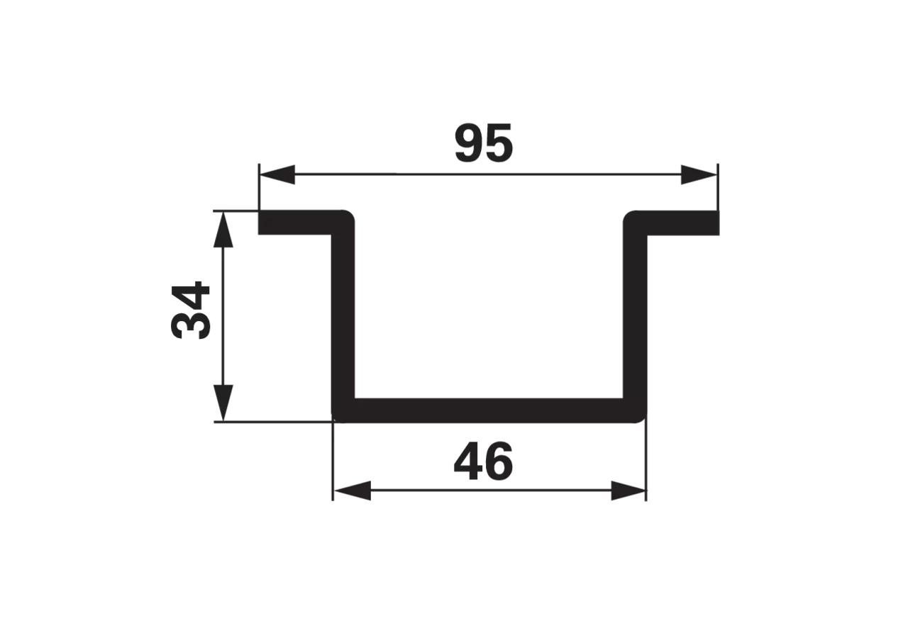 Hutprofil B 95 x b 46 x H 34 mm, L 4.700 mm (2 x 2.350 mm) Materialstärke 2 mm GartenShop24
