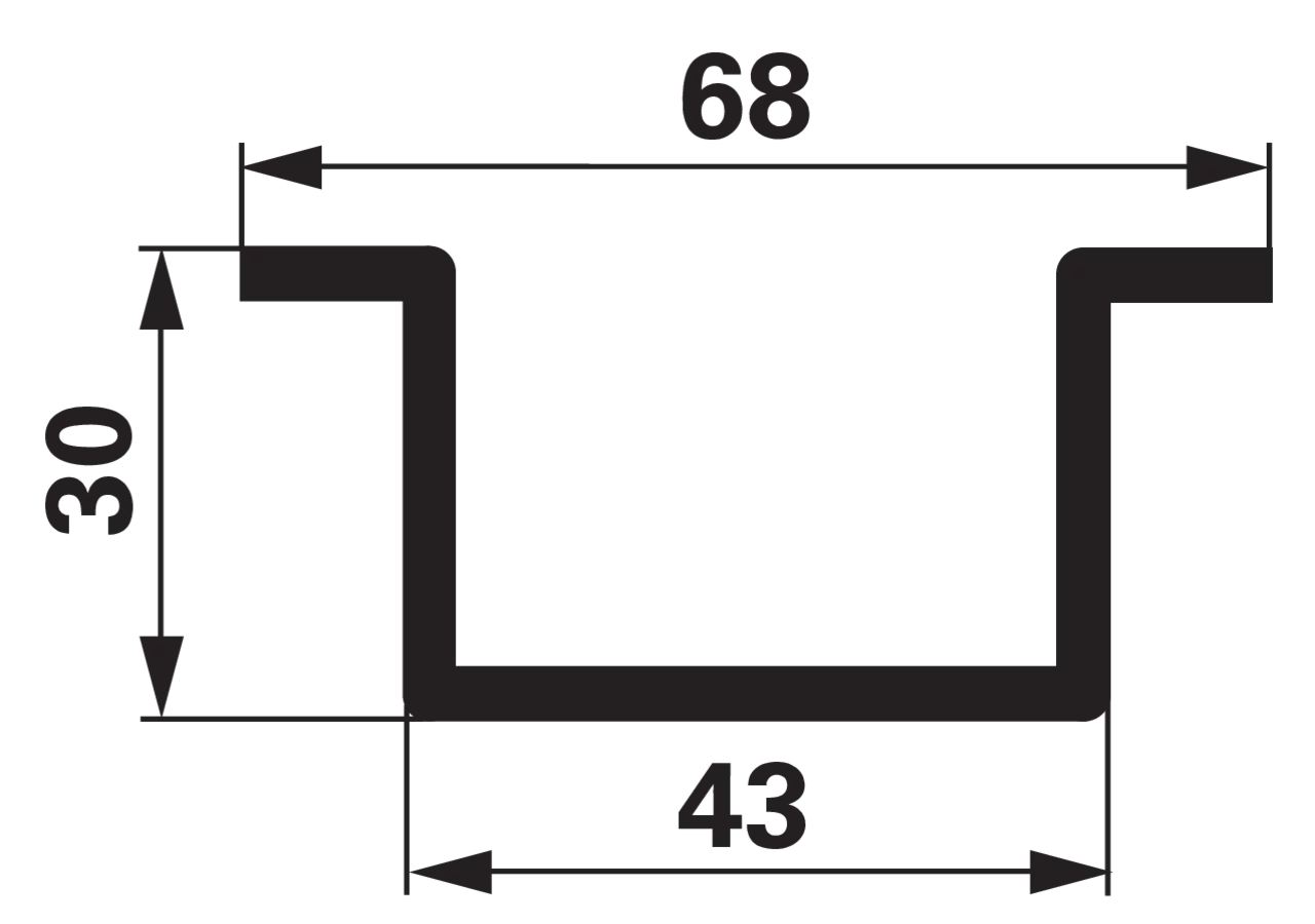 Hutprofil B 68 x b 43 x H 30 mm, L 4.200 mm (2 x 2.100 mm) Materialstärke 2 mm GartenShop24