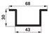 Hutprofil B 68 x b 43 x H 30 mm, L 4.200 mm (2 x 2.100 mm) Materialstärke 2 mm GartenShop24