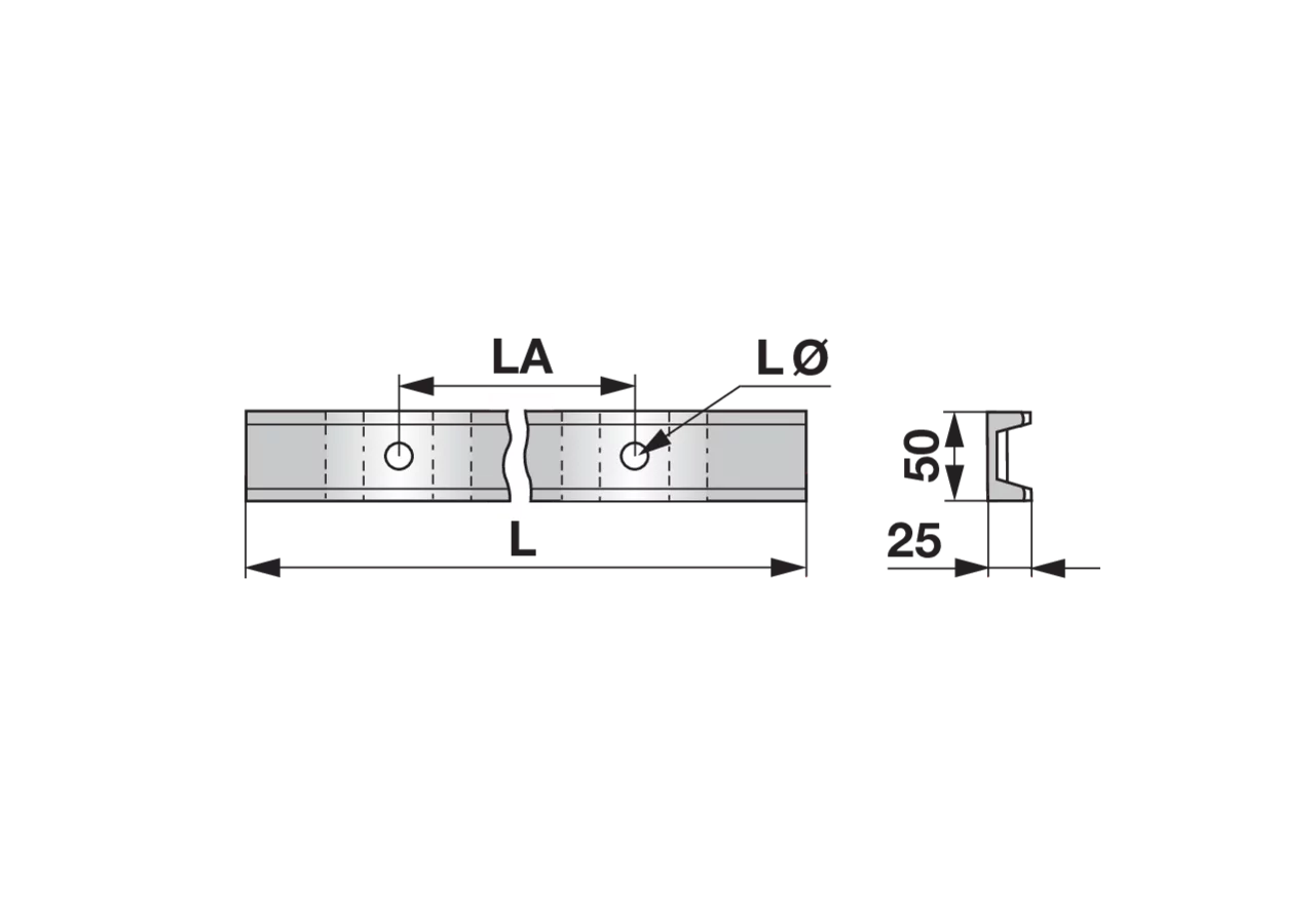 Kratzbodenleiste U-Profil, 50 x 25 mm, gelocht, L 1.650 mm GartenShop24