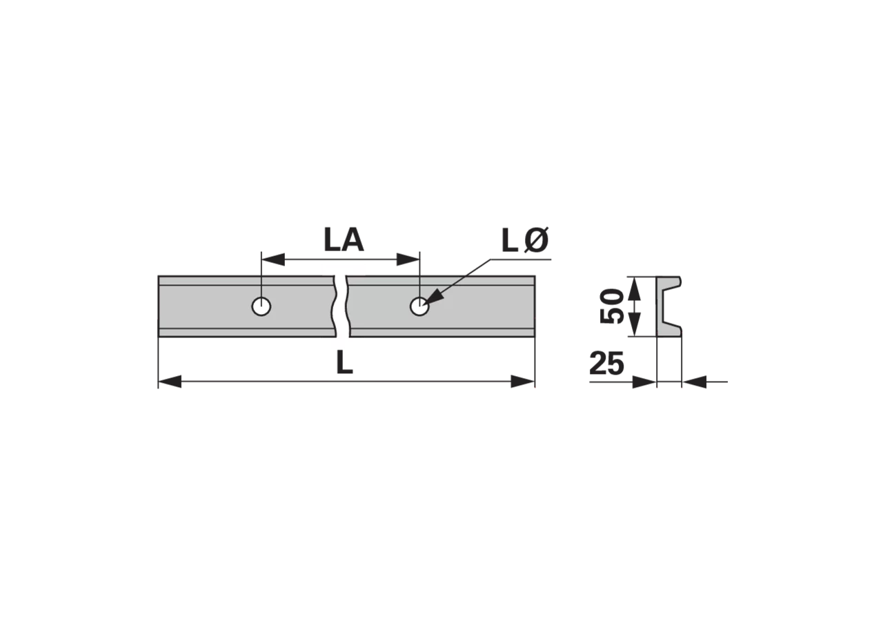 Kratzbodenleiste U-Profil, 50 x 25 mm, gelocht, L 1.340 mm Pöttinger 139.10.110.0 Pöttinger