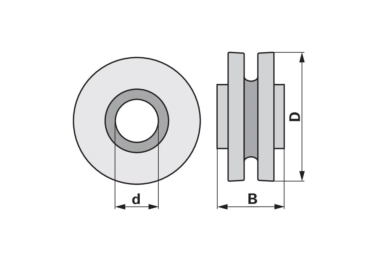 Umlenkrolle geschlossen, 9,5 x 26,2 mm, AD 90 x ID 30 mm, Rille GartenShop24